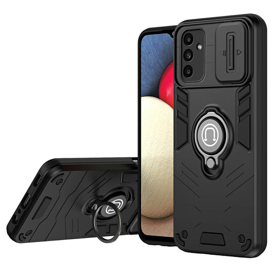 For Samsung Galaxy A16 4G / A16 5G Case Slide Camshield Kickstand PC+TPU Phone Cover - Black