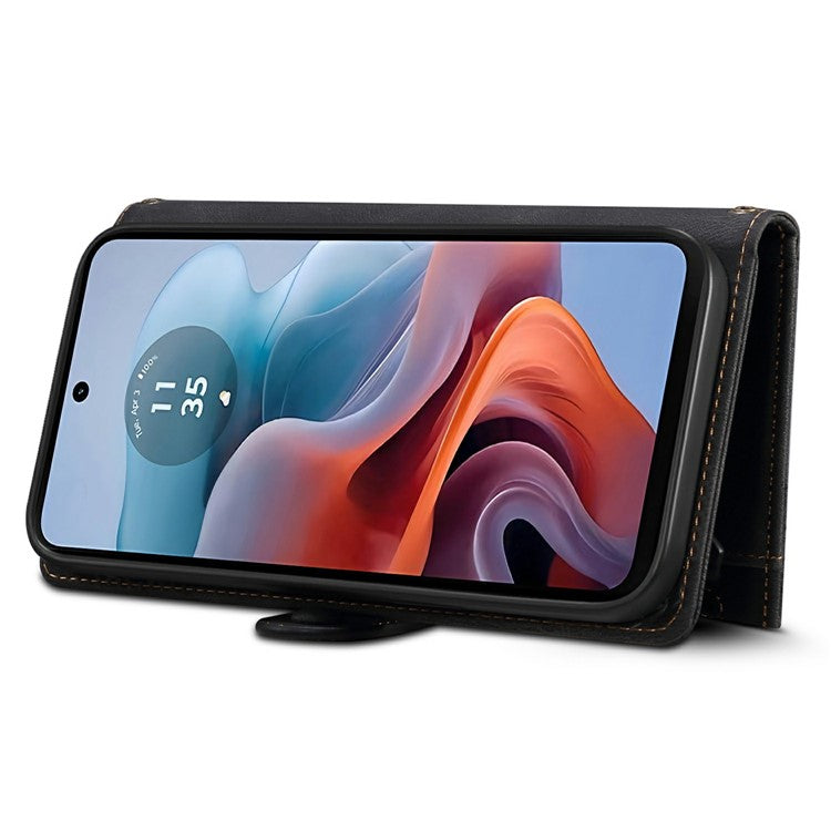 ESEBLE Star Series For Motorola Moto G75 5G Case Zipper Wallet Leather Stand Phone Cover - Black