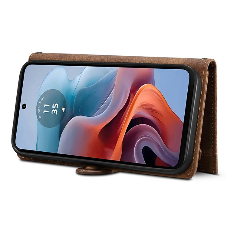 ESEBLE Star Series For Motorola Moto G75 5G Case Zipper Wallet Leather Stand Phone Cover - Brown