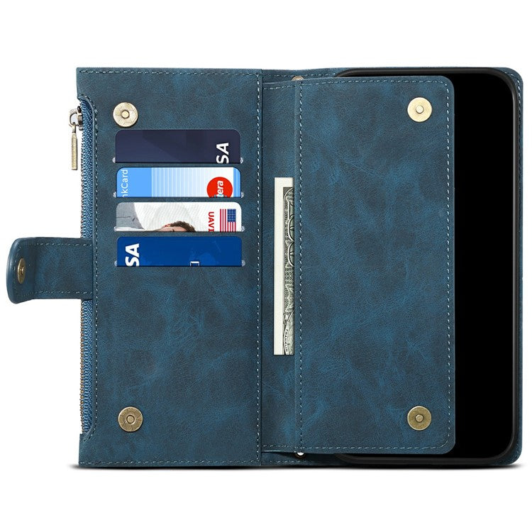 ESEBLE Star Series For Motorola Moto G75 5G Case Zipper Wallet Leather Stand Phone Cover - Blue