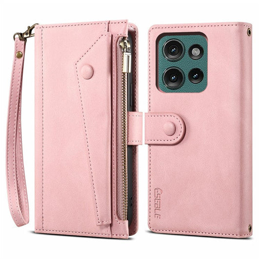 ESEBLE Star Series For Motorola Moto G75 5G Case Zipper Wallet Leather Stand Phone Cover - Rose Gold