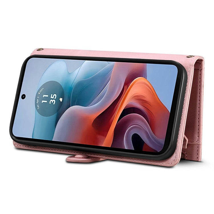 ESEBLE Star Series For Motorola Moto G75 5G Case Zipper Wallet Leather Stand Phone Cover - Rose Gold