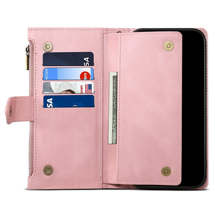 ESEBLE Star Series For Motorola Moto G75 5G Case Zipper Wallet Leather Stand Phone Cover - Rose Gold