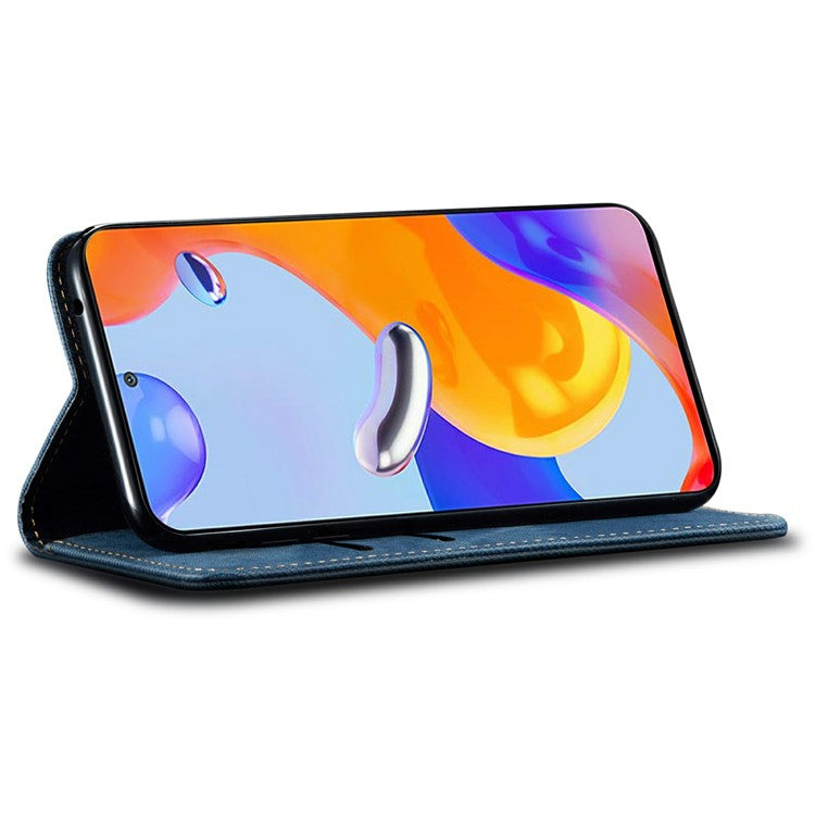 For Motorola Moto G75 5G Case Jeans Cloth Texture Anti-Scratch Leather Stand Phone Cover - Blue