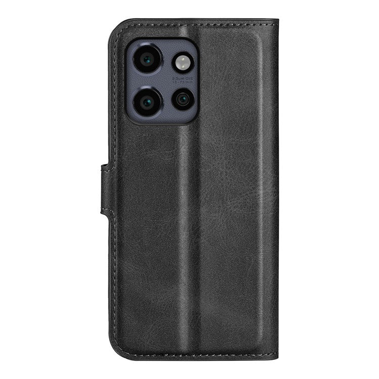 For Motorola Edge 50 Neo 5G / Moto S50 5G / Thinkphone 25 5G Stand Case Anti-Scratch Calf Texture Leather Phone Cover - Black