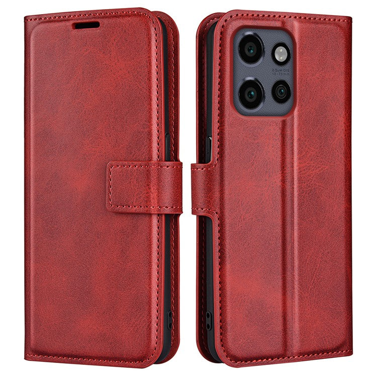 For Motorola Edge 50 Neo 5G / Moto S50 5G / Thinkphone 25 5G Stand Case Anti-Scratch Calf Texture Leather Phone Cover - Red