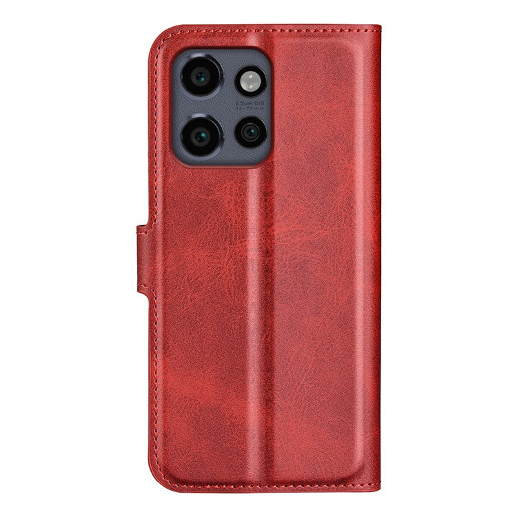 For Motorola Edge 50 Neo 5G / Moto S50 5G / Thinkphone 25 5G Stand Case Anti-Scratch Calf Texture Leather Phone Cover - Red