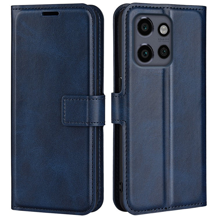 For Motorola Edge 50 Neo 5G / Moto S50 5G / Thinkphone 25 5G Stand Case Anti-Scratch Calf Texture Leather Phone Cover - Blue