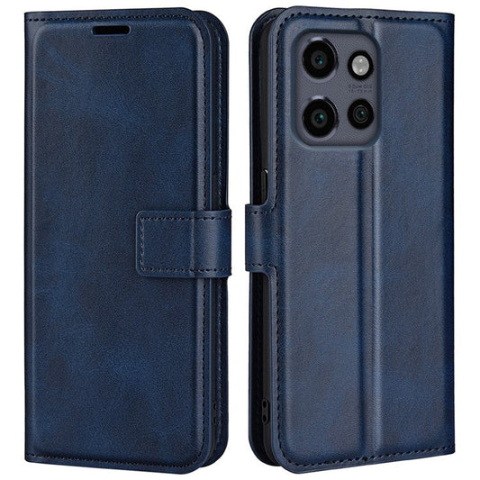 For Motorola Edge 50 Neo 5G / Moto S50 5G / Thinkphone 25 5G Stand Case Anti-Scratch Calf Texture Leather Phone Cover - Blue