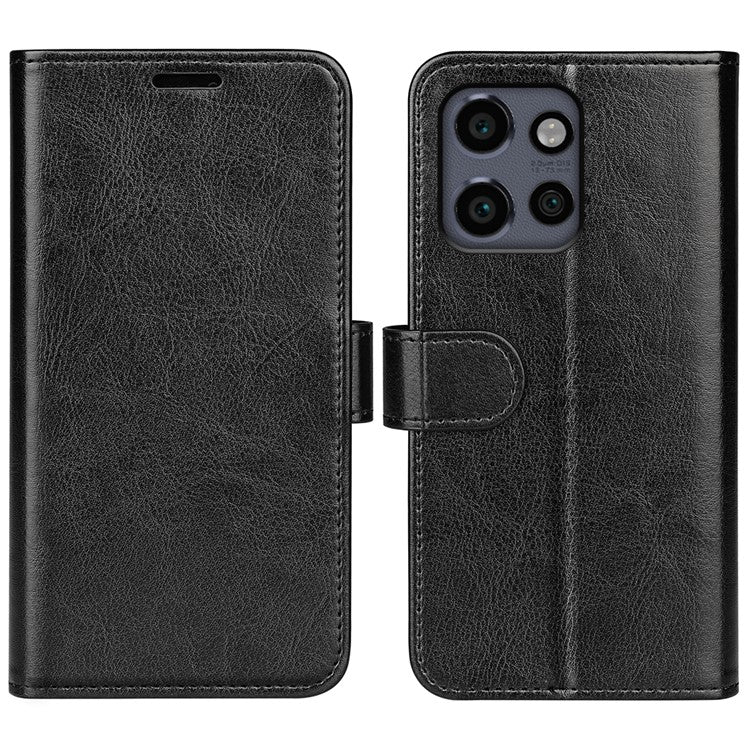 For Motorola Edge 50 Neo 5G / Moto S50 5G / Thinkphone 25 5G Wallet Case Crazy Horse Texture Stand Leather Phone Cover - Black