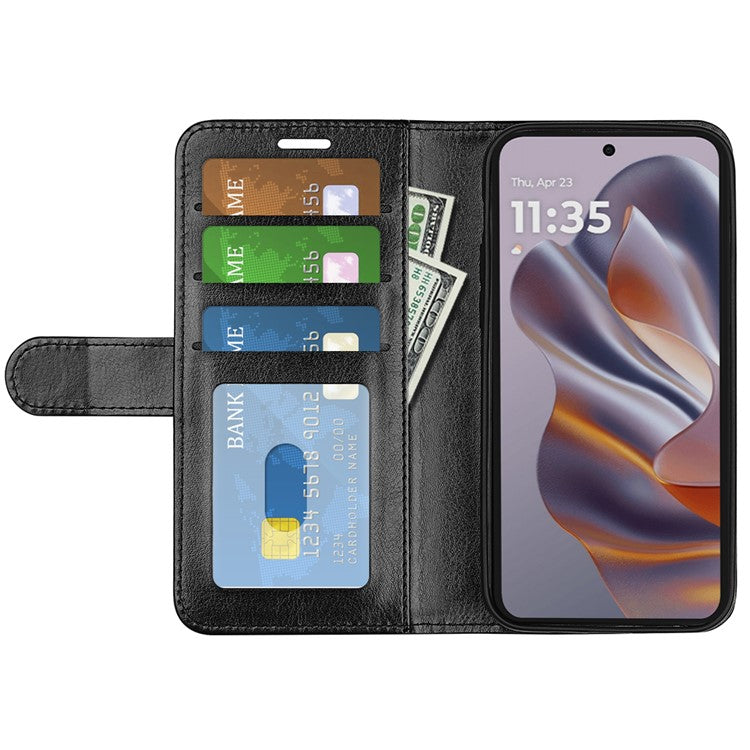 For Motorola Edge 50 Neo 5G / Moto S50 5G / Thinkphone 25 5G Wallet Case Crazy Horse Texture Stand Leather Phone Cover - Black
