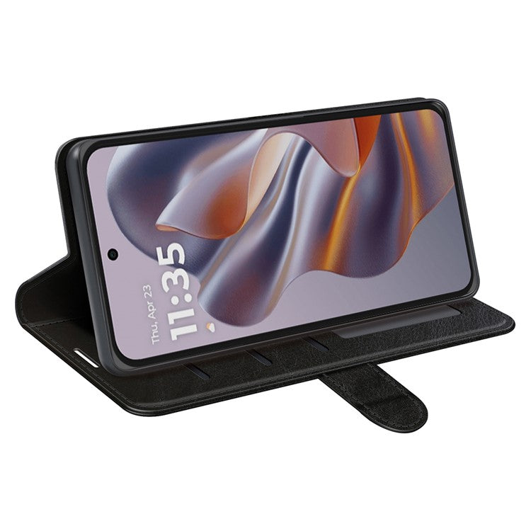 For Motorola Edge 50 Neo 5G / Moto S50 5G / Thinkphone 25 5G Wallet Case Crazy Horse Texture Stand Leather Phone Cover - Black