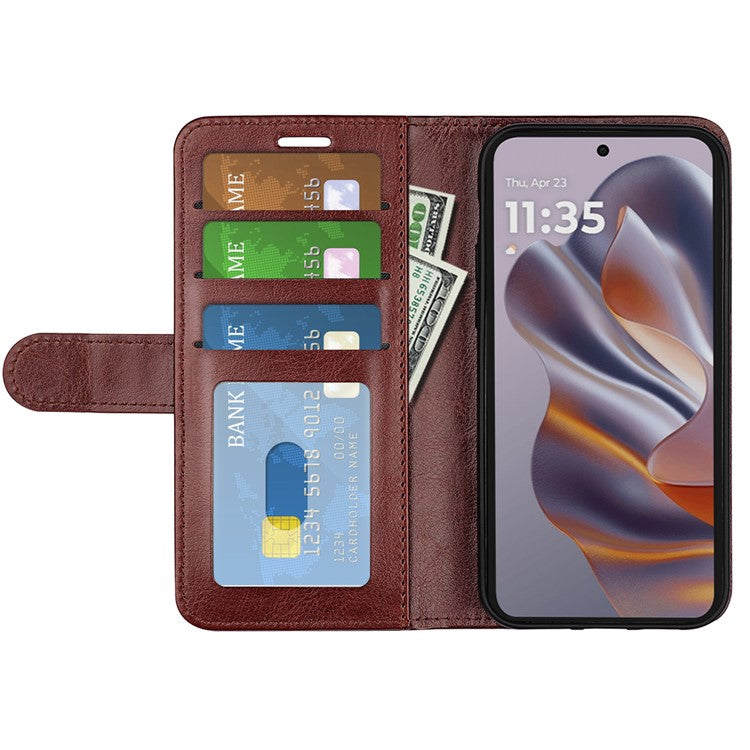 For Motorola Edge 50 Neo 5G / Moto S50 5G / Thinkphone 25 5G Wallet Case Crazy Horse Texture Stand Leather Phone Cover - Brown