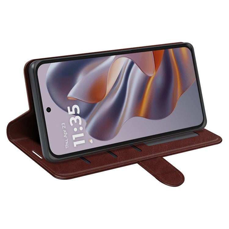 For Motorola Edge 50 Neo 5G / Moto S50 5G / Thinkphone 25 5G Wallet Case Crazy Horse Texture Stand Leather Phone Cover - Brown