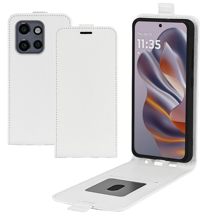 For Motorola Edge 50 Neo 5G / Moto S50 5G / Thinkphone 25 5G Case with Card Slots Vertical Flip Leather Phone Cover - White