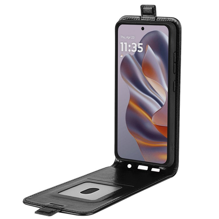 For Motorola Edge 50 Neo 5G / Moto S50 5G / Thinkphone 25 5G Case with Card Slots Vertical Flip Leather Phone Cover - Black