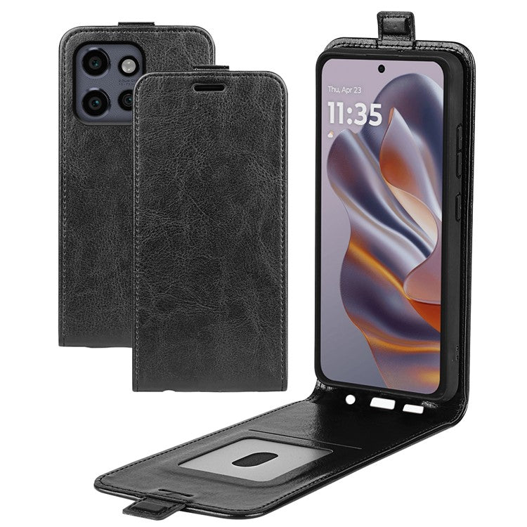 For Motorola Edge 50 Neo 5G / Moto S50 5G / Thinkphone 25 5G Case with Card Slots Vertical Flip Leather Phone Cover - Black