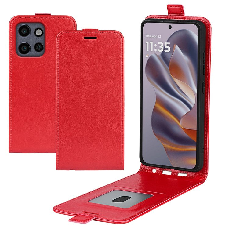 For Motorola Edge 50 Neo 5G / Moto S50 5G / Thinkphone 25 5G Case with Card Slots Vertical Flip Leather Phone Cover - Red