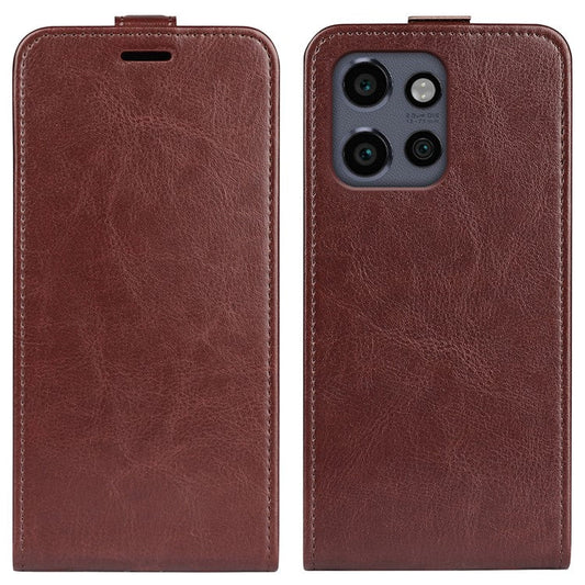 For Motorola Edge 50 Neo 5G / Moto S50 5G / Thinkphone 25 5G Case with Card Slots Vertical Flip Leather Phone Cover - Brown