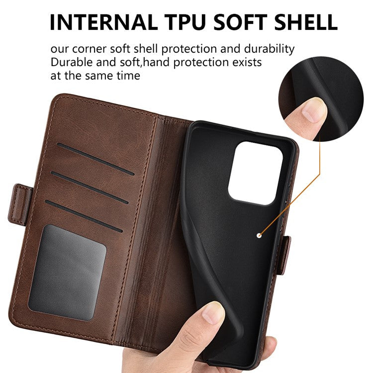 For Motorola Edge 50 Neo 5G / Moto S50 5G / Thinkphone 25 5G Stand Case Calf Texture Leather Wallet Phone Cover - Brown