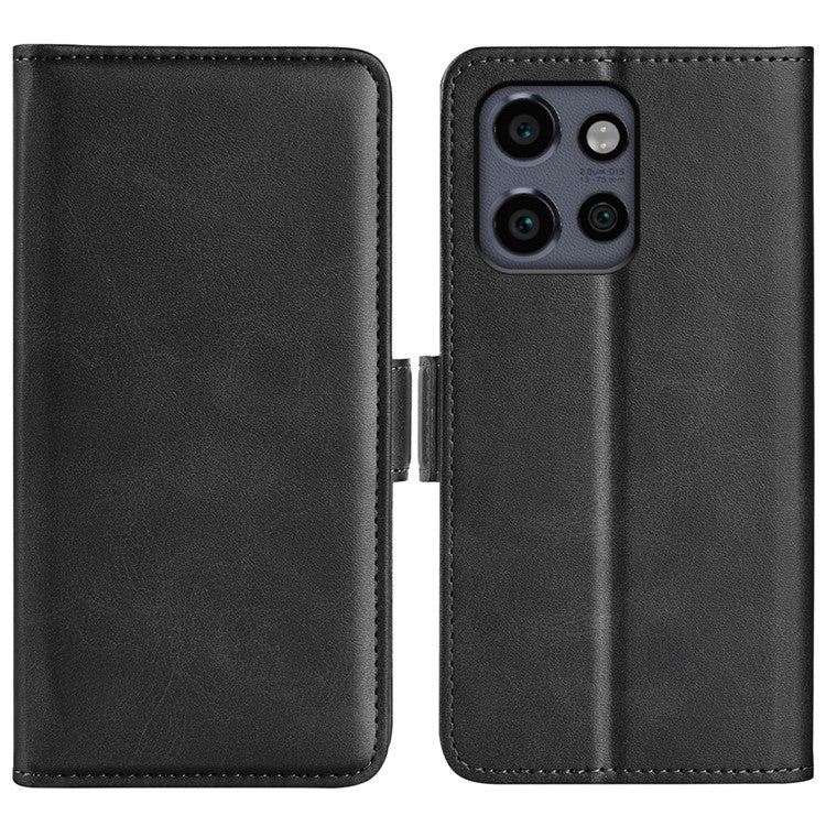 For Motorola Edge 50 Neo 5G / Moto S50 5G / Thinkphone 25 5G Stand Case Calf Texture Leather Wallet Phone Cover - Black