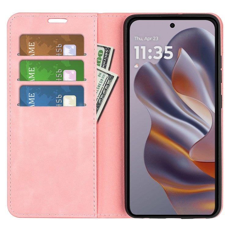 For Motorola Edge 50 Neo 5G / Moto S50 5G / Thinkphone 25 5G Case Skin-Touch Leather Wallet Phone Cover - Pink