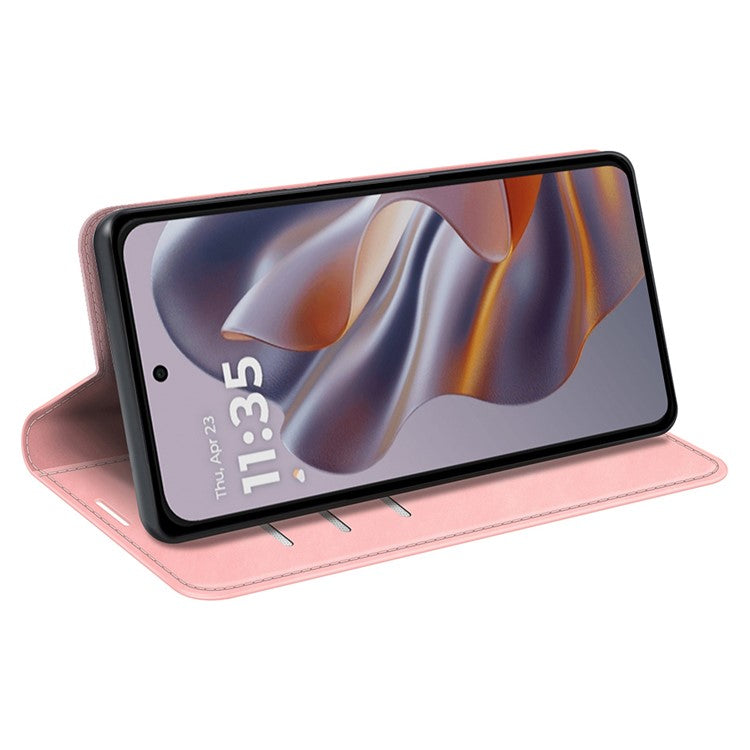 For Motorola Edge 50 Neo 5G / Moto S50 5G / Thinkphone 25 5G Case Skin-Touch Leather Wallet Phone Cover - Pink