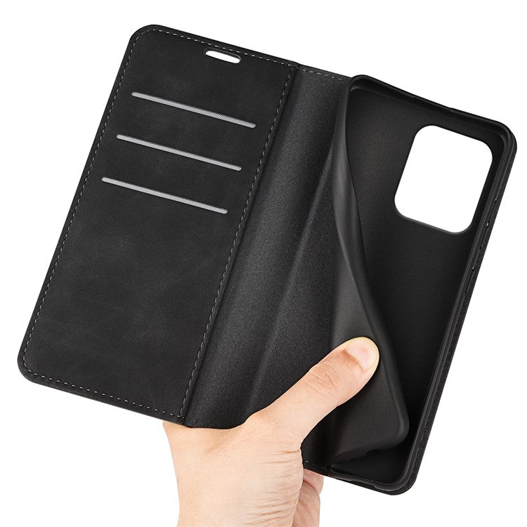 For Motorola Edge 50 Neo 5G / Moto S50 5G / Thinkphone 25 5G Case Skin-Touch Leather Wallet Phone Cover - Black