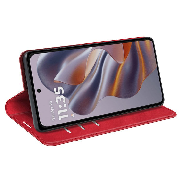 For Motorola Edge 50 Neo 5G / Moto S50 5G / Thinkphone 25 5G Case Skin-Touch Leather Wallet Phone Cover - Red