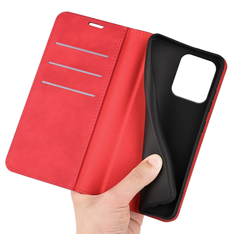 For Motorola Edge 50 Neo 5G / Moto S50 5G / Thinkphone 25 5G Case Skin-Touch Leather Wallet Phone Cover - Red