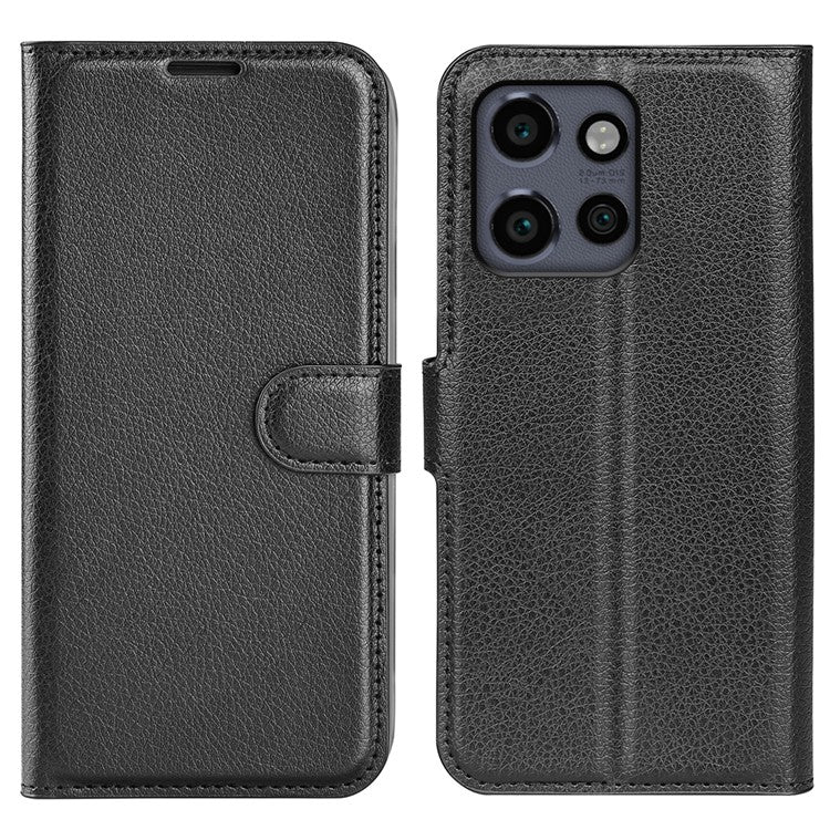 For Motorola Edge 50 Neo 5G / Moto S50 5G / Thinkphone 25 5G Case Litchi Texture Shockproof Leather Wallet Phone Cover - Black