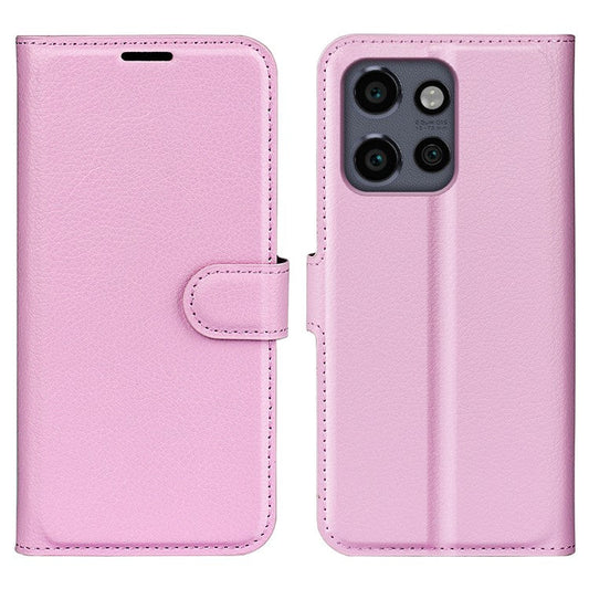 For Motorola Edge 50 Neo 5G / Moto S50 5G / Thinkphone 25 5G Case Litchi Texture Shockproof Leather Wallet Phone Cover - Pink