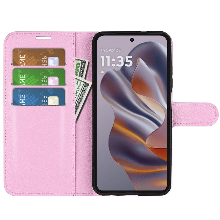 For Motorola Edge 50 Neo 5G / Moto S50 5G / Thinkphone 25 5G Case Litchi Texture Shockproof Leather Wallet Phone Cover - Pink