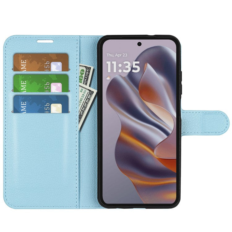 For Motorola Edge 50 Neo 5G / Moto S50 5G / Thinkphone 25 5G Case Litchi Texture Shockproof Leather Wallet Phone Cover - Blue