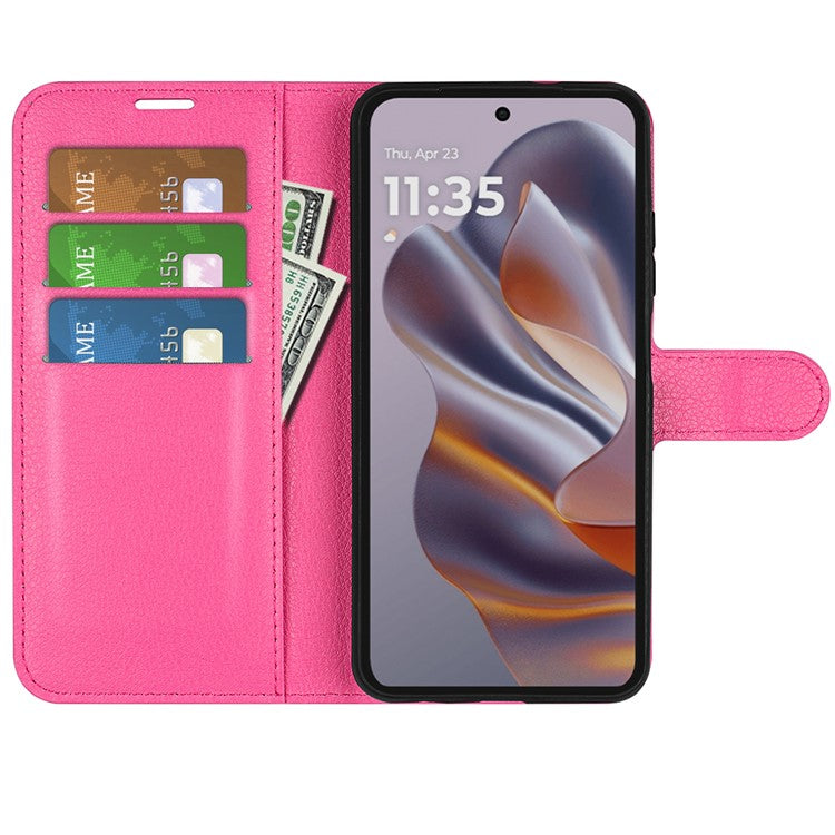 For Motorola Edge 50 Neo 5G / Moto S50 5G / Thinkphone 25 5G Case Litchi Texture Shockproof Leather Wallet Phone Cover - Rose