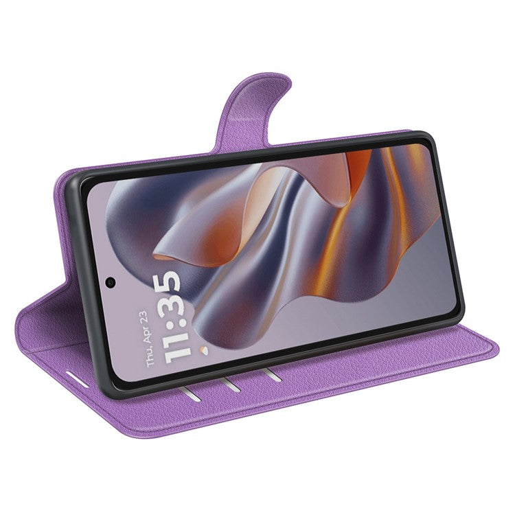 For Motorola Edge 50 Neo 5G / Moto S50 5G / Thinkphone 25 5G Case Litchi Texture Shockproof Leather Wallet Phone Cover - Purple