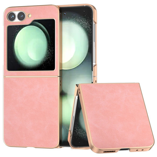 For Samsung Galaxy Z Flip7 FE 5G / Z Flip6 5G Case Electroplating PU+PC Shockproof Phone Cover - Pink