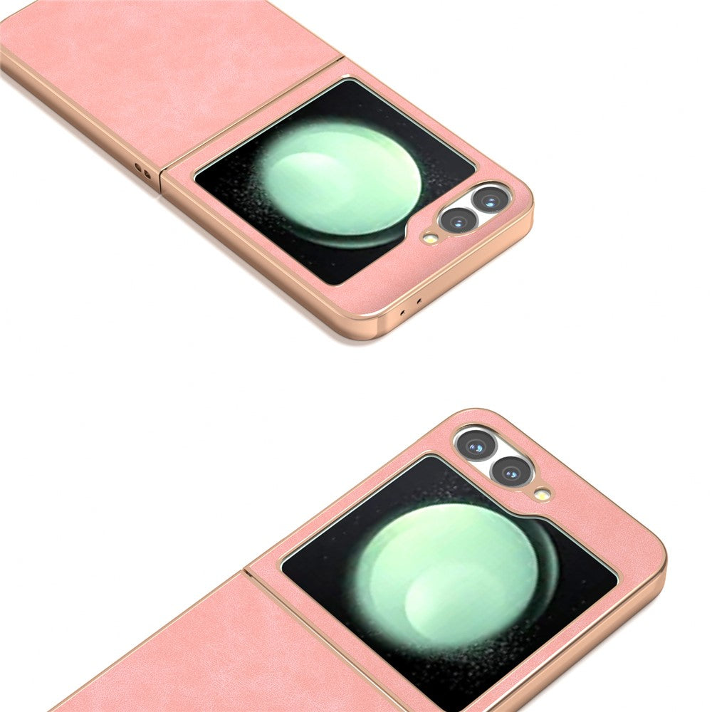 For Samsung Galaxy Z Flip7 FE 5G / Z Flip6 5G Case Electroplating PU+PC Shockproof Phone Cover - Pink