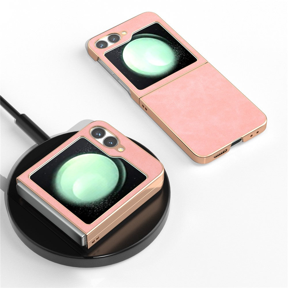 For Samsung Galaxy Z Flip7 FE 5G / Z Flip6 5G Case Electroplating PU+PC Shockproof Phone Cover - Pink