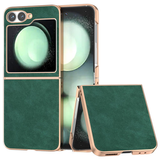 For Samsung Galaxy Z Flip7 FE 5G / Z Flip6 5G Case Electroplating PU+PC Shockproof Phone Cover - Green