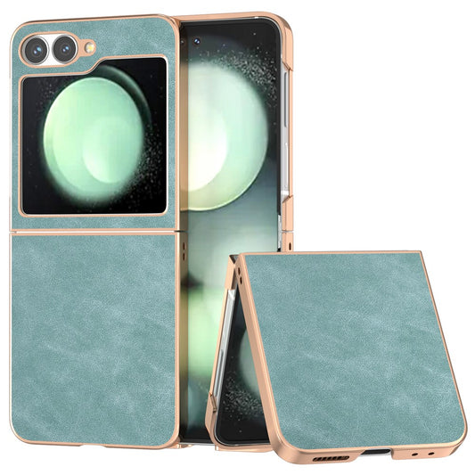 For Samsung Galaxy Z Flip7 FE 5G / Z Flip6 5G Case Electroplating PU+PC Shockproof Phone Cover - Baby Blue