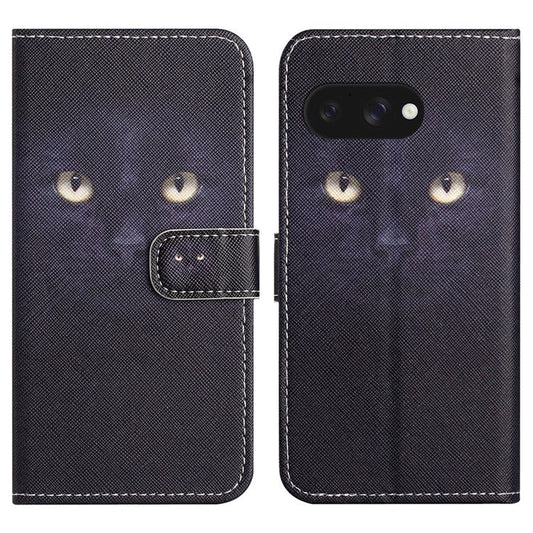 For Google Pixel 9a Case Pattern Print PU Leather Wallet Phone Cover Cross Texture - Cat's Eye