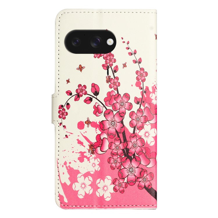 For Google Pixel 9a Case Pattern Print PU Leather Wallet Phone Cover - Plum Blossom