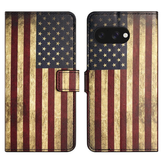 For Google Pixel 9a Case Pattern Print PU Leather Wallet Phone Cover - The American Flag