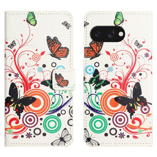For Google Pixel 9a Case Pattern Print PU Leather Wallet Phone Cover - White Butterfly