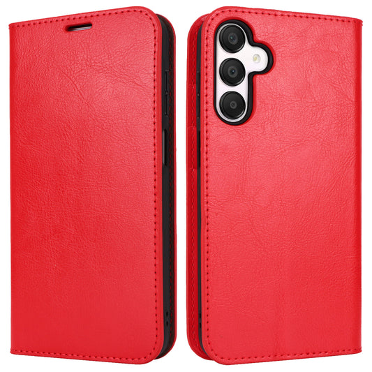For Samsung Galaxy A16 5G / 4G Case Crazy Horse Texture Split Leather Wallet Phone Cover - Red