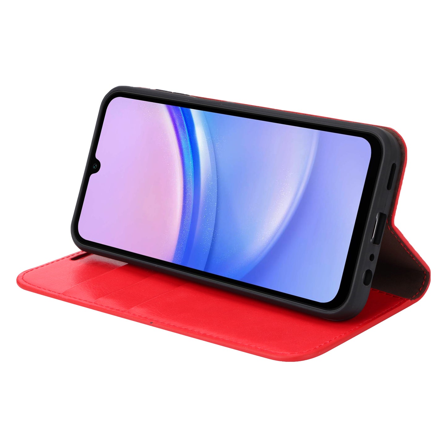 For Samsung Galaxy A16 5G / 4G Case Crazy Horse Texture Split Leather Wallet Phone Cover - Red