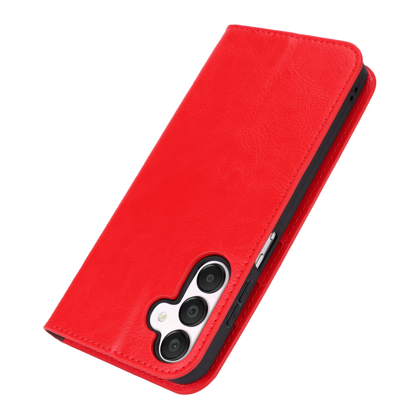 For Samsung Galaxy A16 5G / 4G Case Crazy Horse Texture Split Leather Wallet Phone Cover - Red