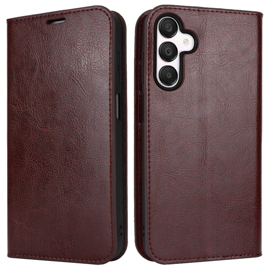 For Samsung Galaxy A16 5G / 4G Case Crazy Horse Texture Split Leather Wallet Phone Cover - Dark Brown
