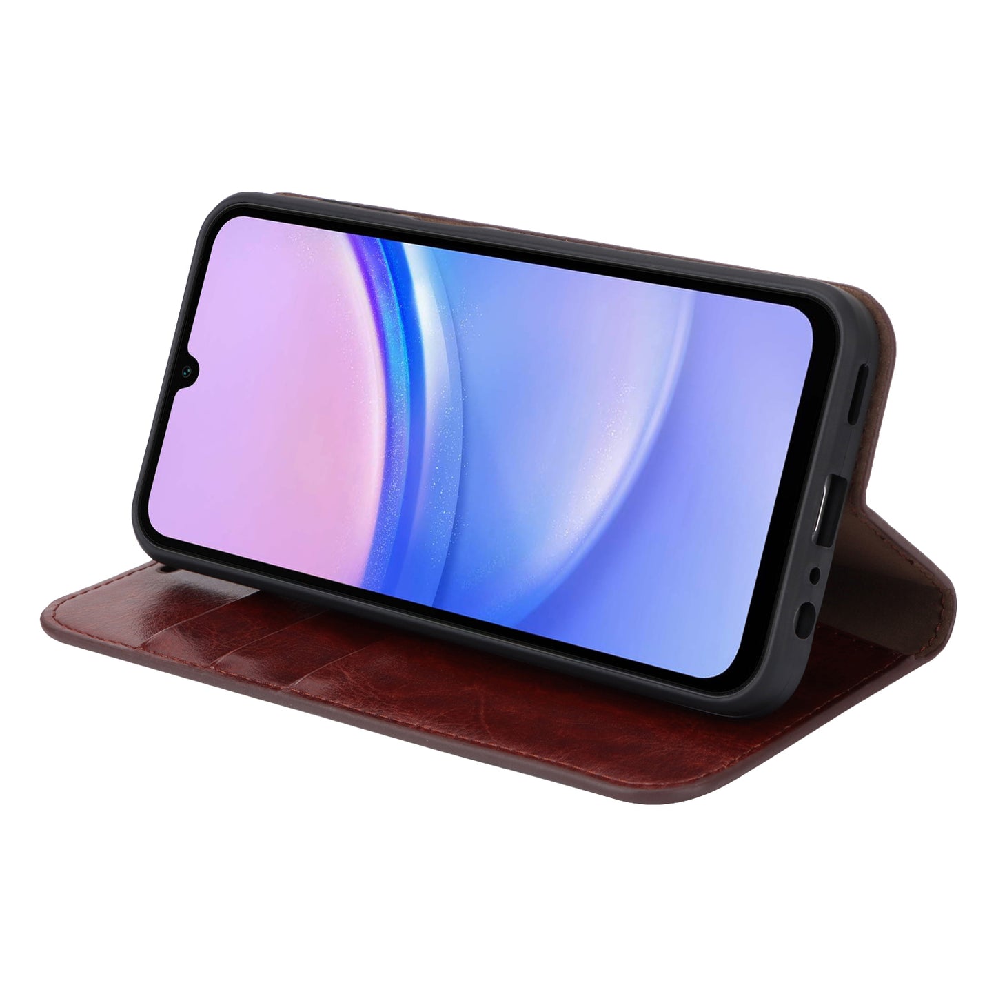 For Samsung Galaxy A16 5G / 4G Case Crazy Horse Texture Split Leather Wallet Phone Cover - Dark Brown